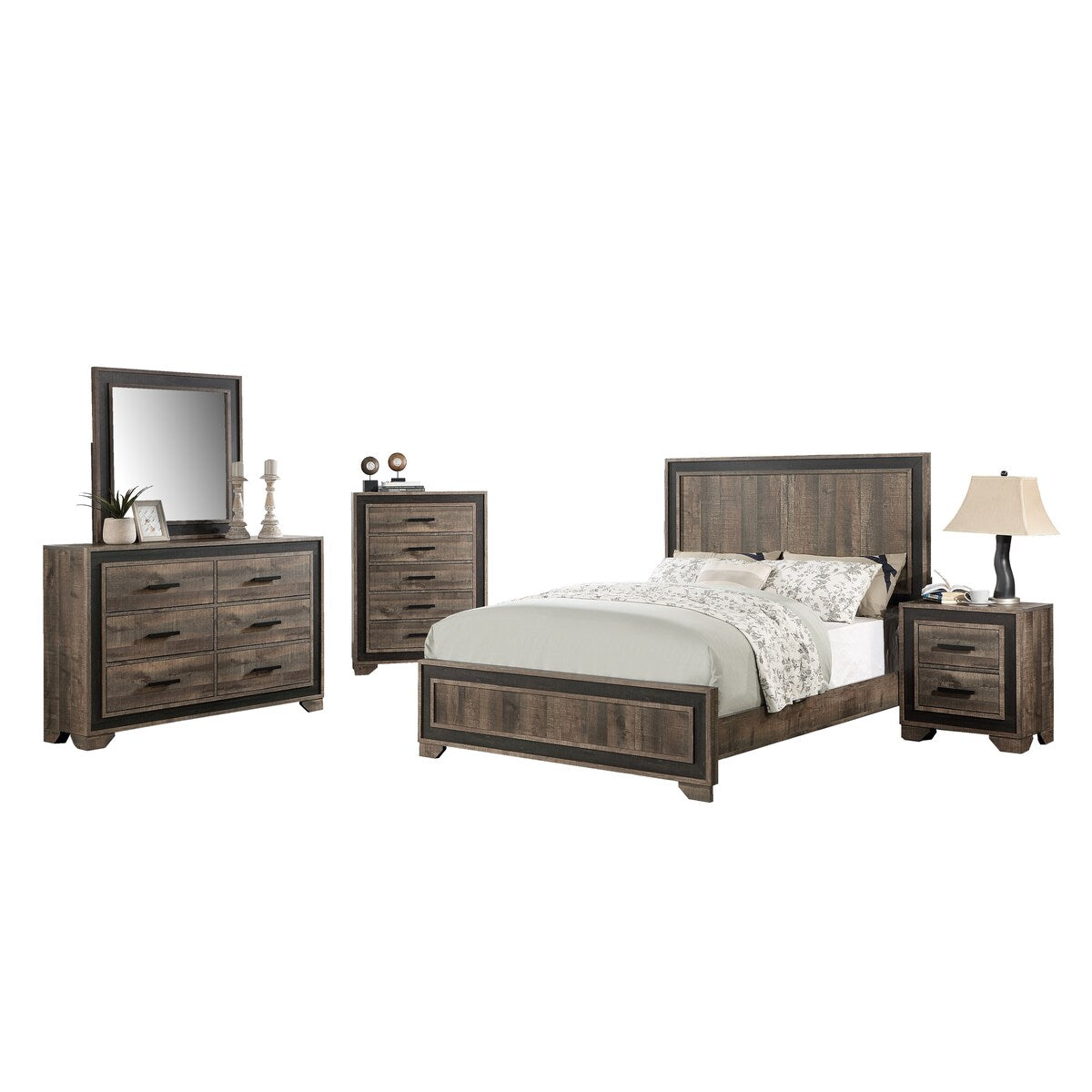 Nightstand Paper veneer Bedroom Furniture 2-Drawers Bedside Table