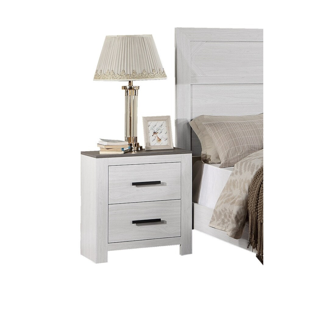 Nightstand Paper veneer Bedroom Furniture 2-Drawers Bedside Table