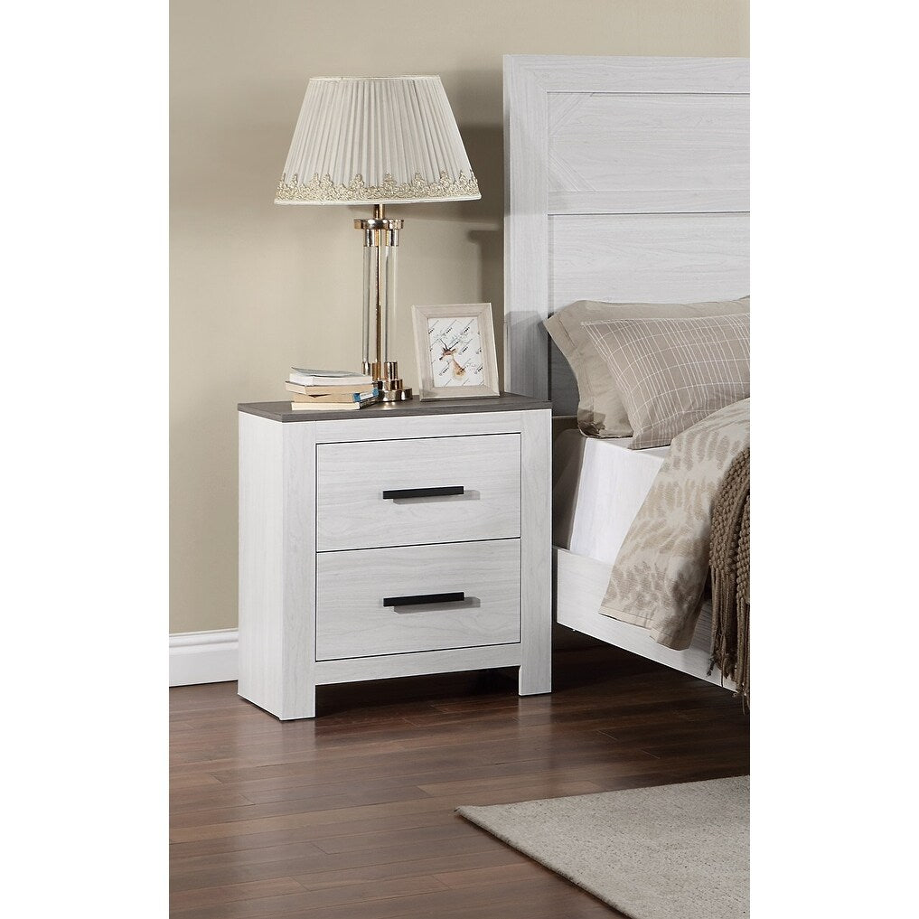 Nightstand Paper veneer Bedroom Furniture 2-Drawers Bedside Table