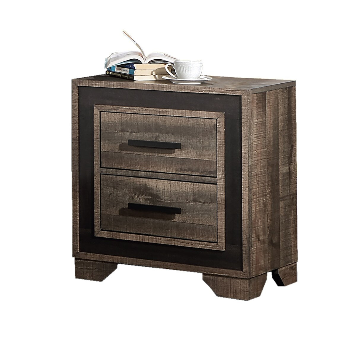 Nightstand Paper veneer Bedroom Furniture 2-Drawers Bedside Table