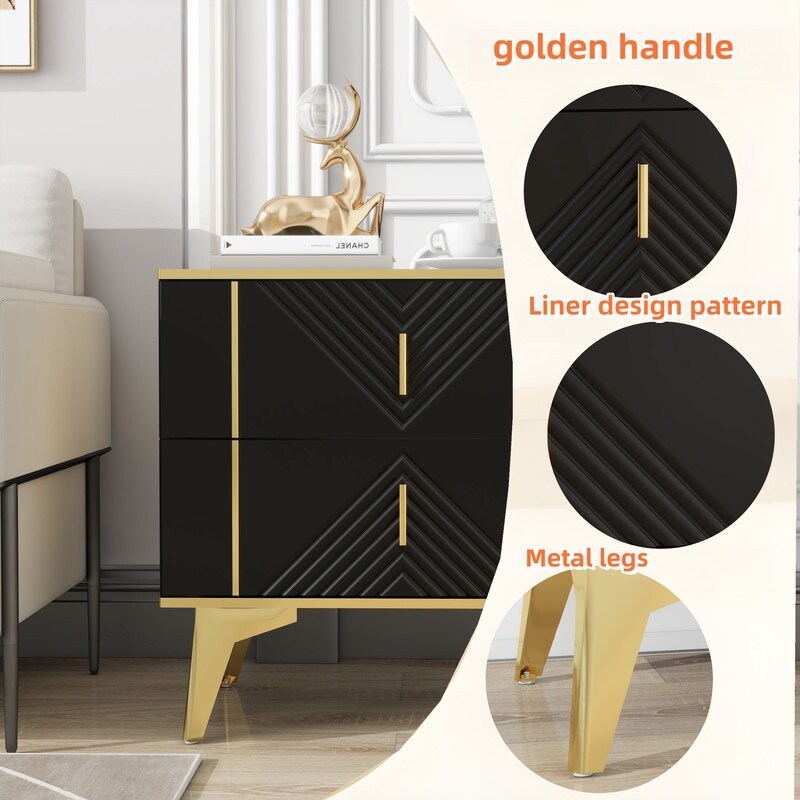 Nightstand With Drawers For Bedroom,nightstands Bedside Tables,bed Side Table,a Set Of Two Bedside Tables