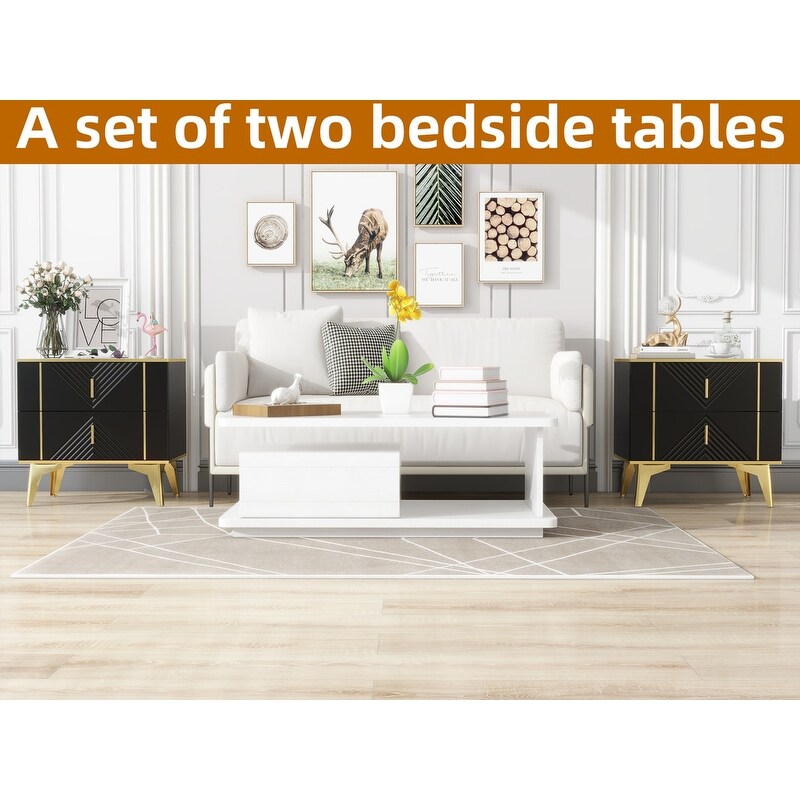 Nightstand With Drawers For Bedroom,nightstands Bedside Tables,bed Side Table,a Set Of Two Bedside Tables
