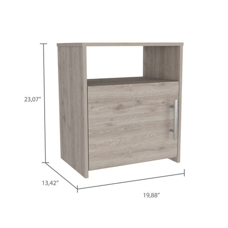 Nightstand With One Cabinet Light Gray Finish