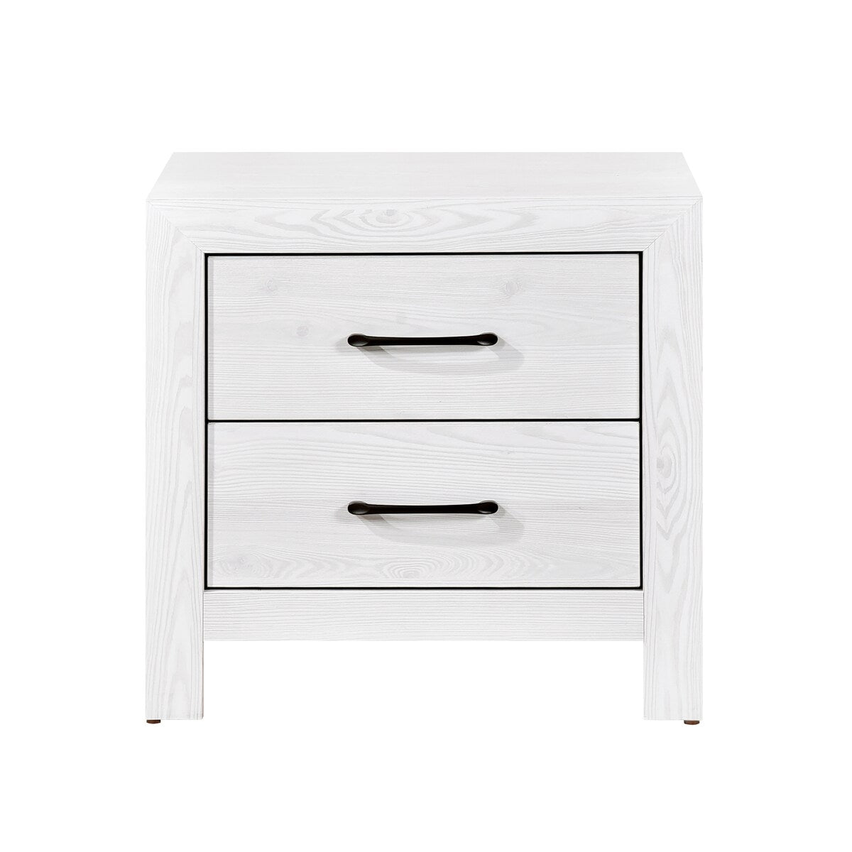 Nightstand of 2x Drawers Black Hardware Wooden Bedroom Furniture