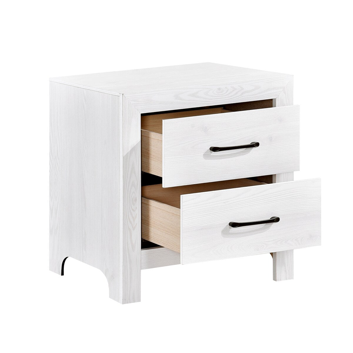 Nightstand of 2x Drawers Black Hardware Wooden Bedroom Furniture