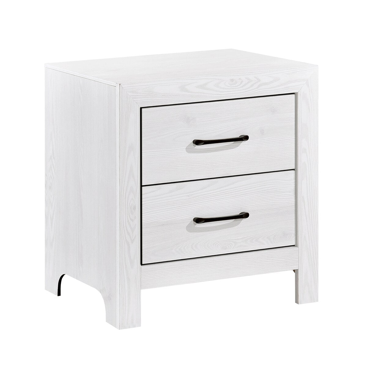 Nightstand of 2x Drawers Black Hardware Wooden Bedroom Furniture