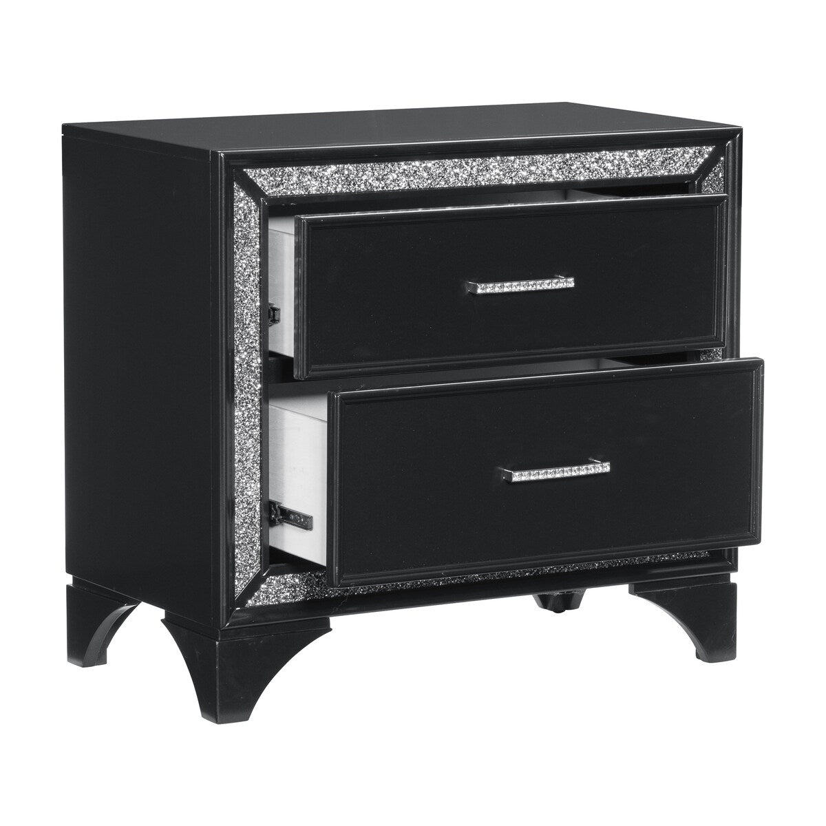 Nightstand of 2x Drawers Faux Crystal Handles