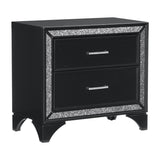 Nightstand of 2x Drawers Faux Crystal Handles