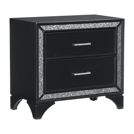 Nightstand of 2x Drawers Faux Crystal Handles