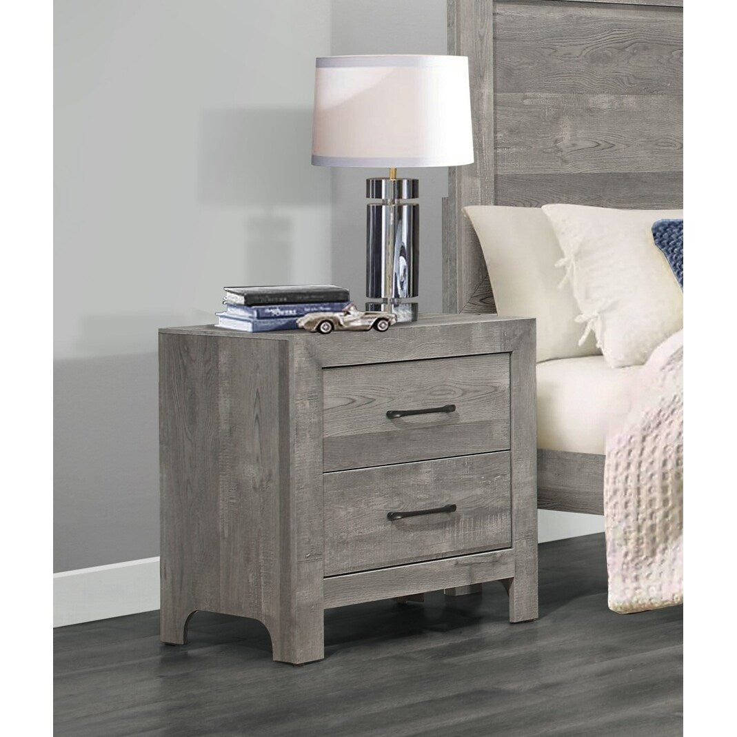 Nightstand of 2x Drawers Transitional Design Bedroom Furniture