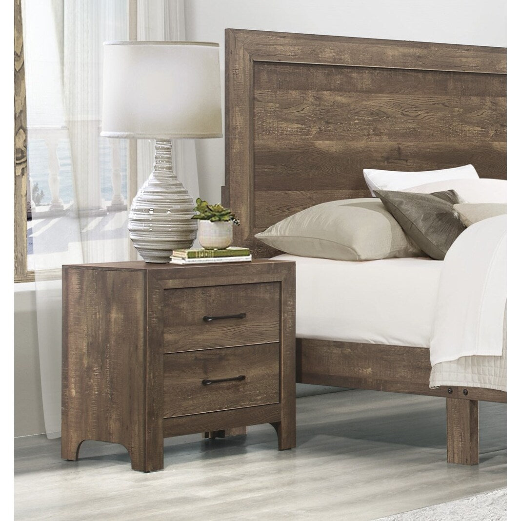 Nightstand of 2x Drawers Transitional Design Bedroom Furniture