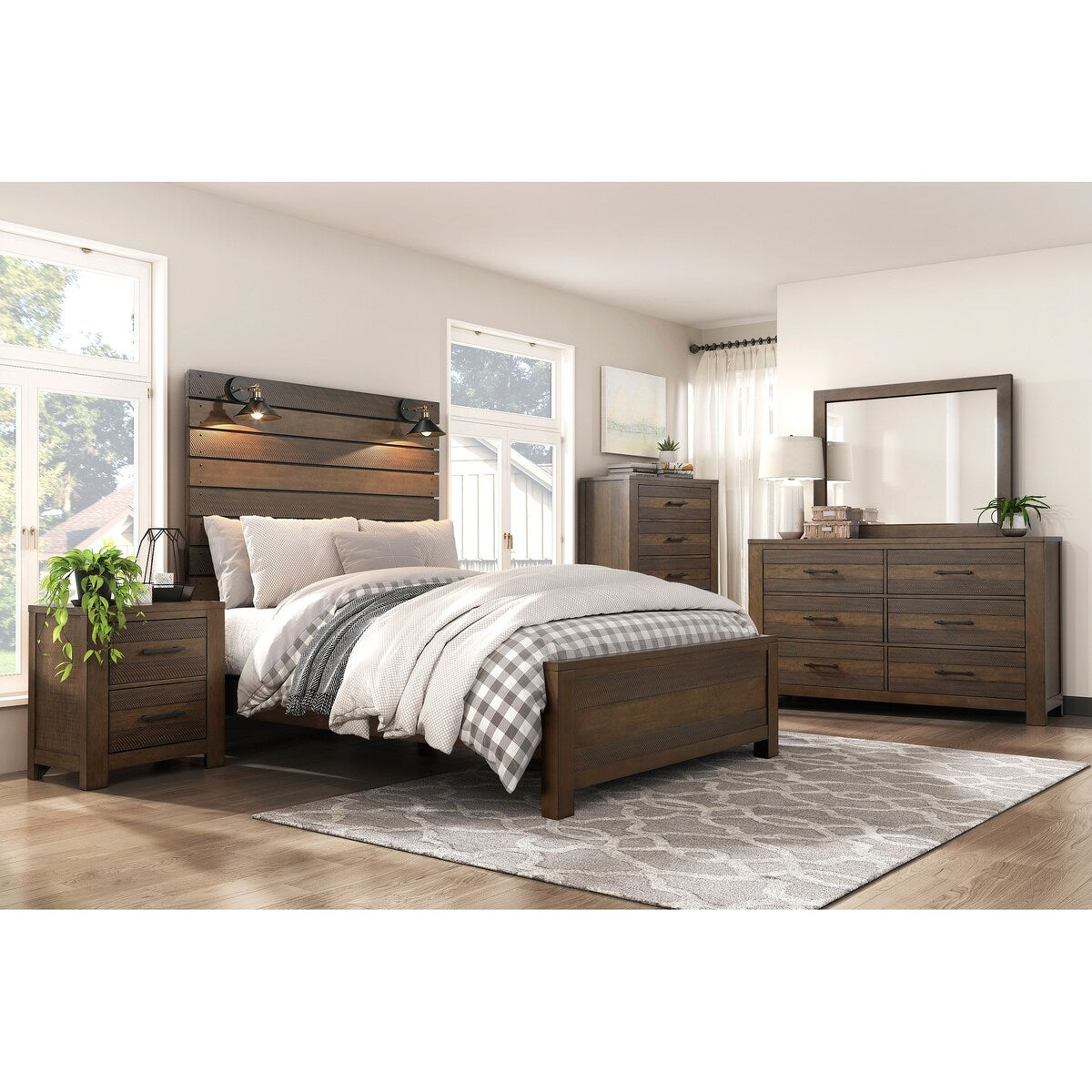 Nightstand of Bold Look Bedroom Furniture Black Handles