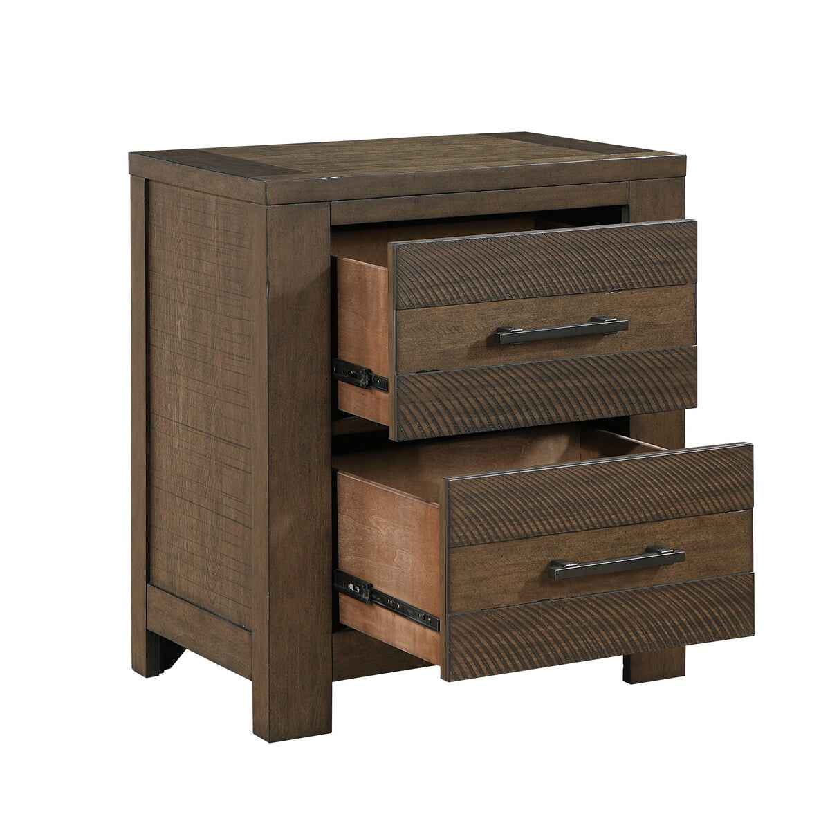 Nightstand of Bold Look Bedroom Furniture Black Handles