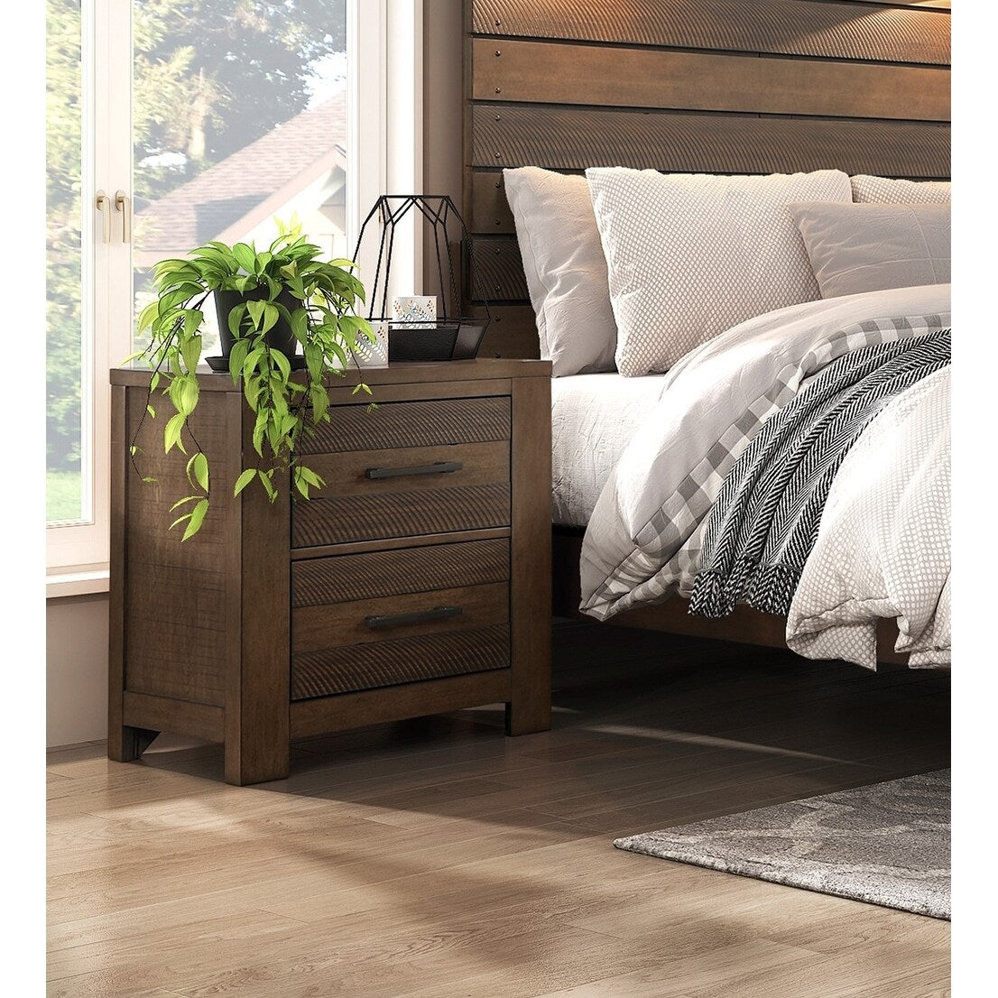 Nightstand of Bold Look Bedroom Furniture Black Handles