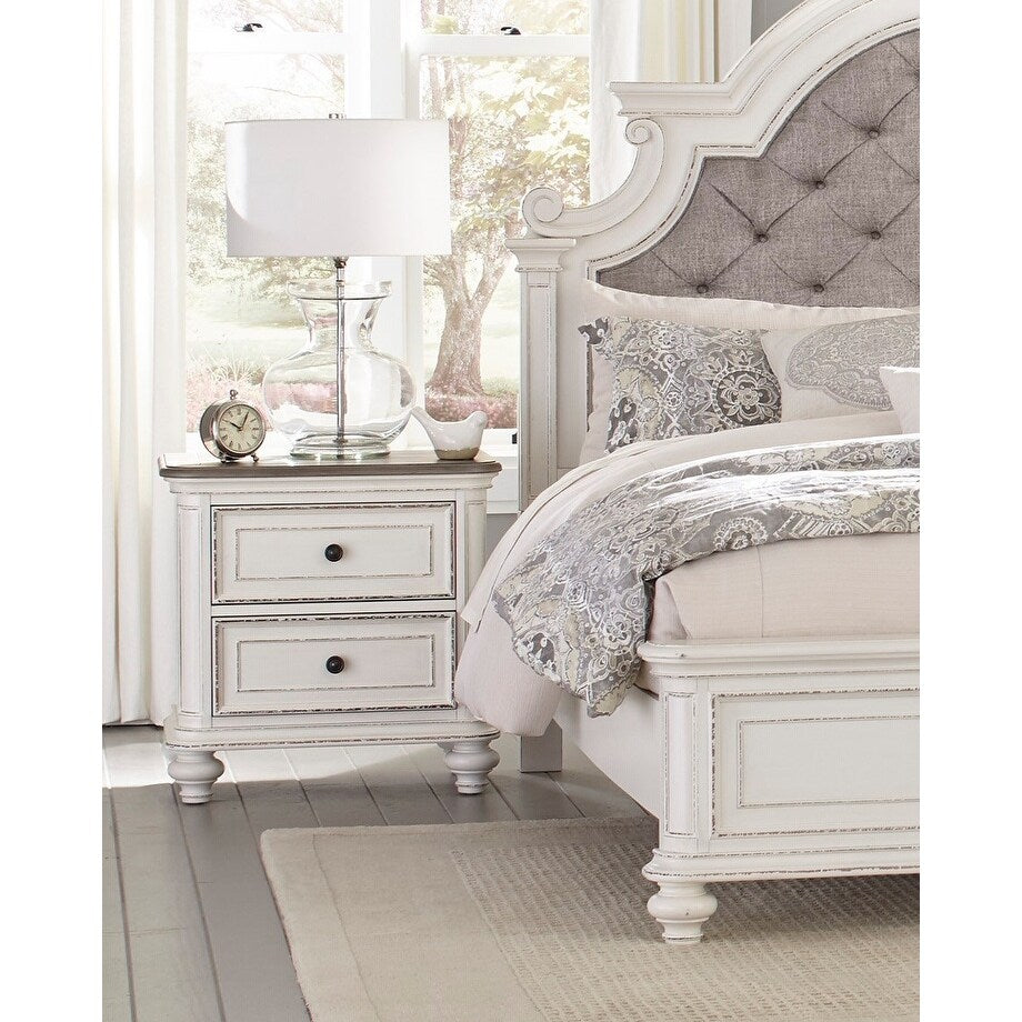 Nightstand of Drawers Black Knobs Traditional Design