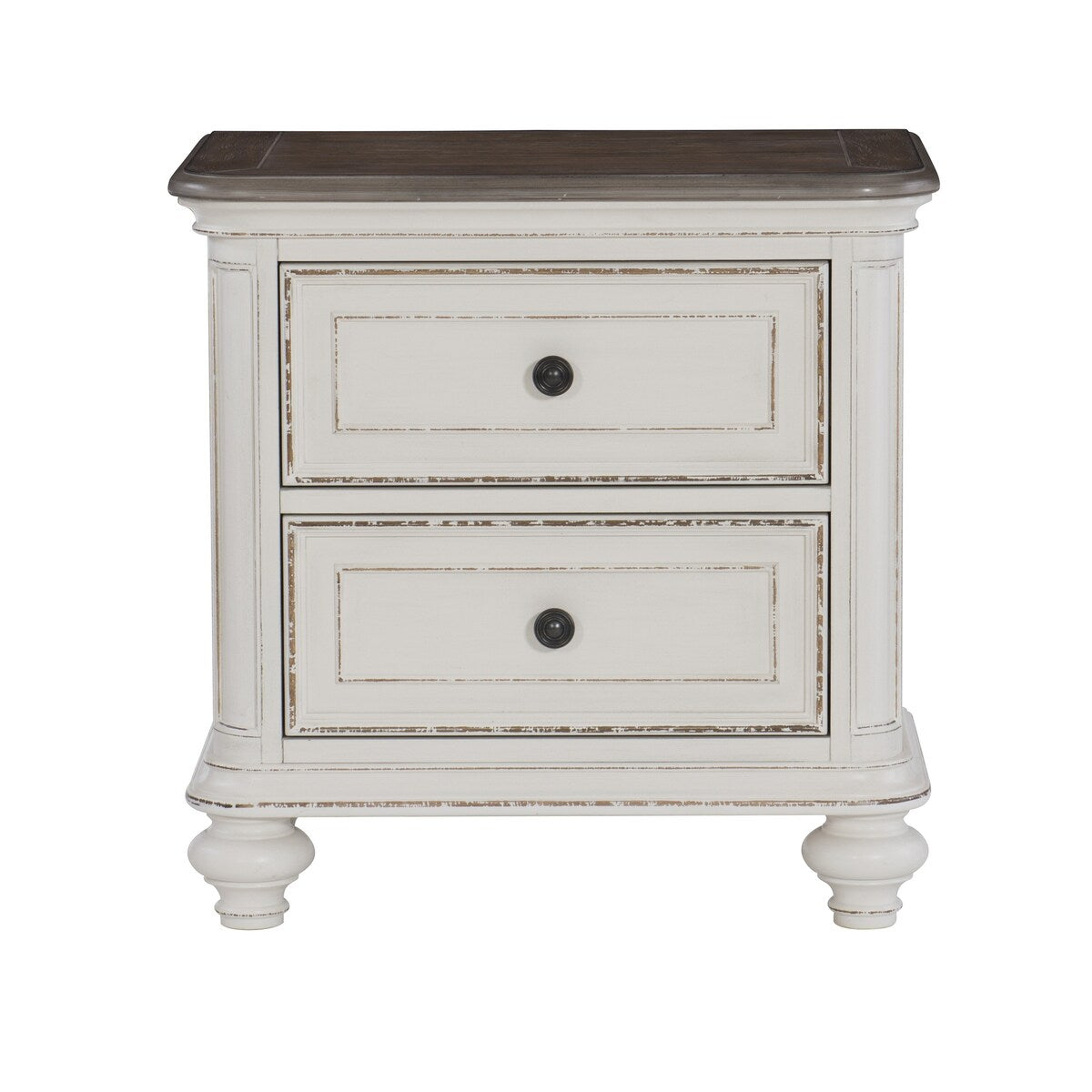 Nightstand of Drawers Black Knobs Traditional Design
