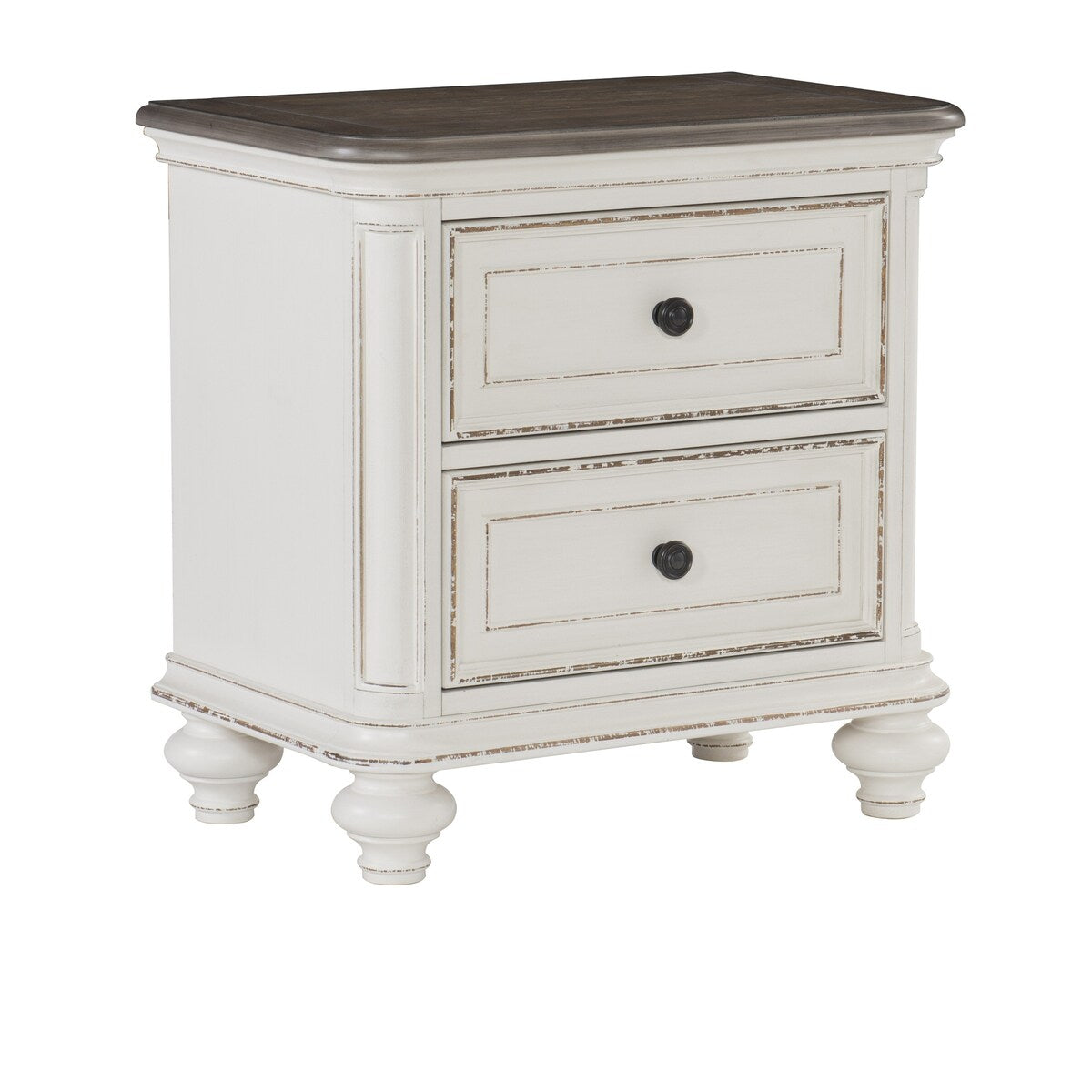 Nightstand of Drawers Black Knobs Traditional Design