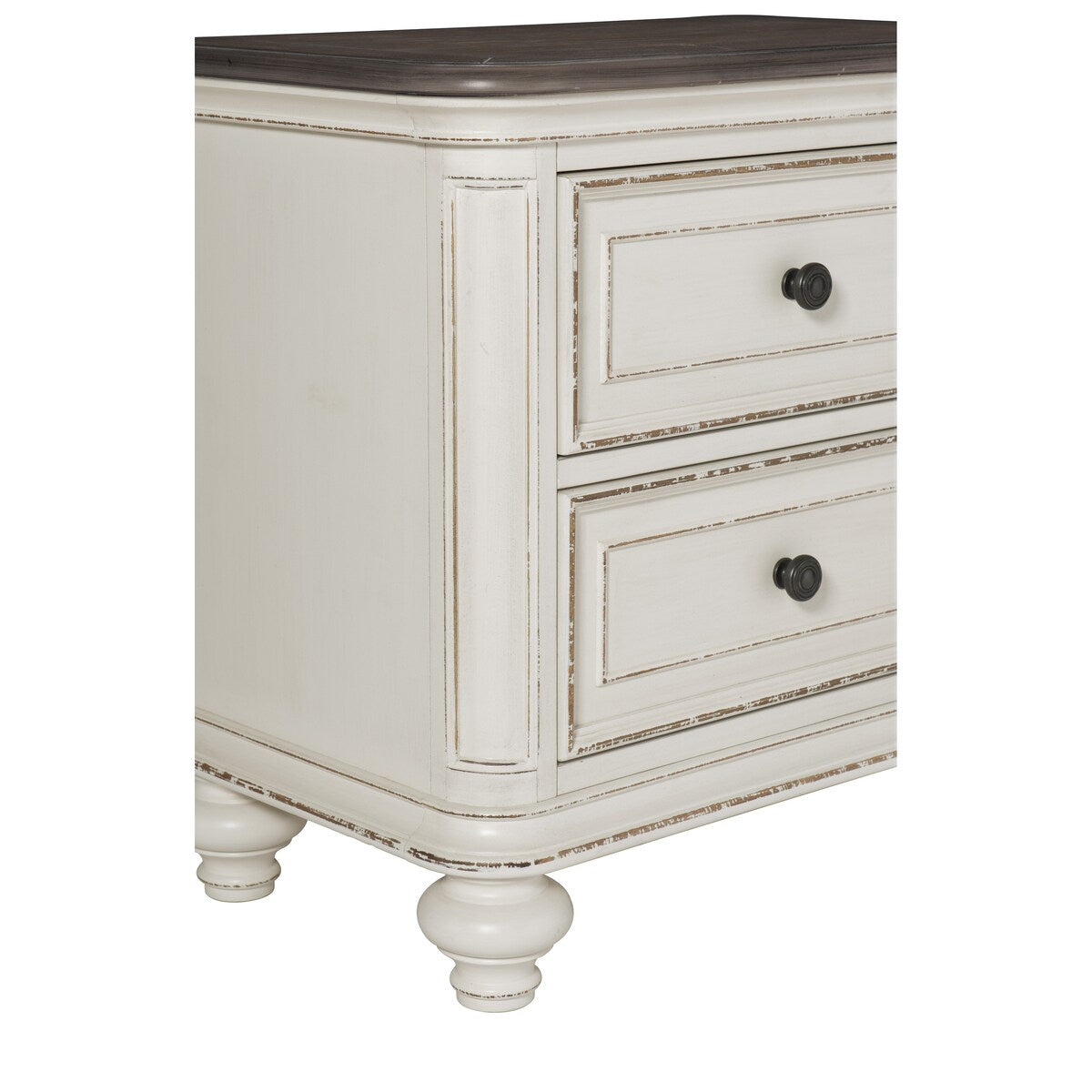Nightstand of Drawers Black Knobs Traditional Design
