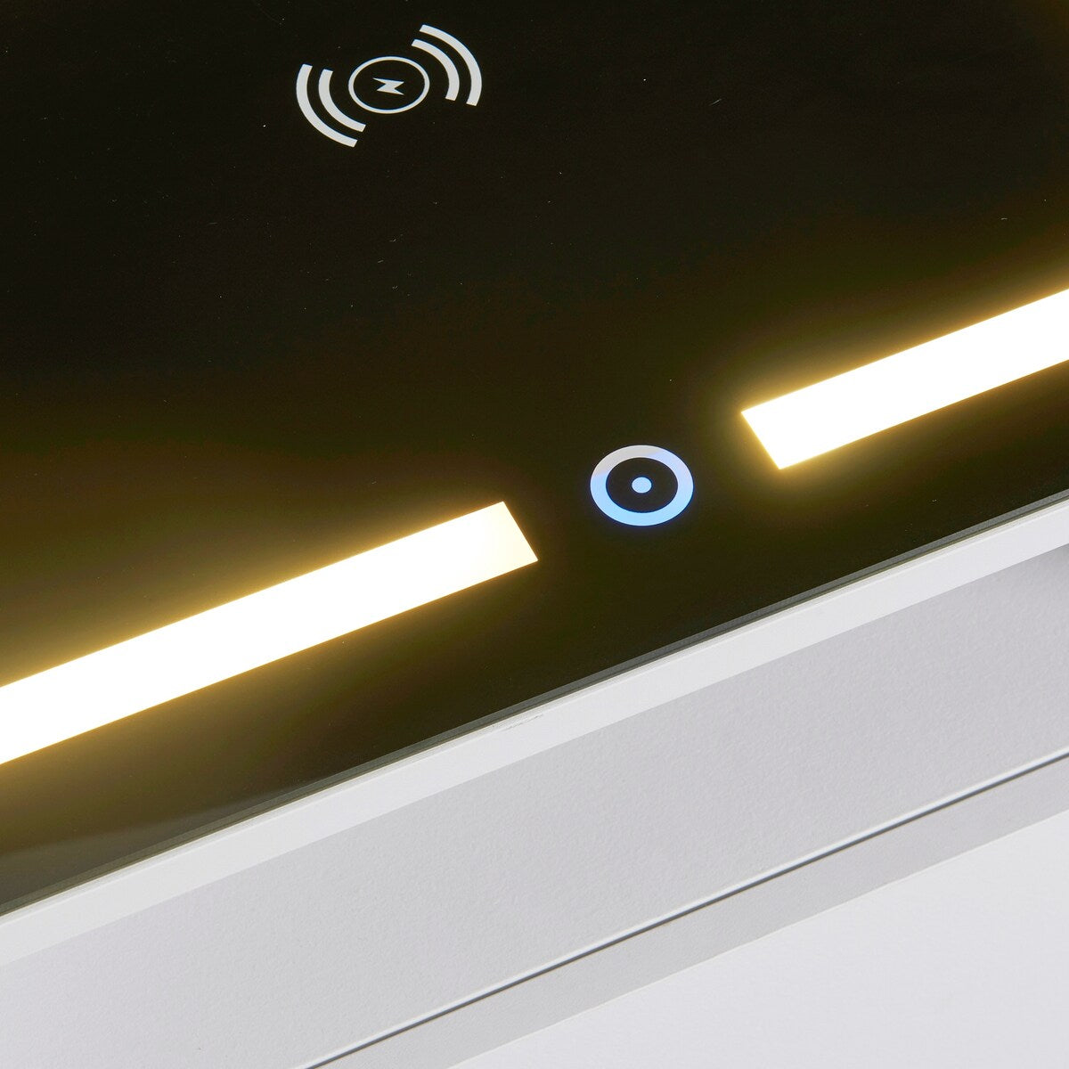 Nightstand with 2 Drawers and an open shelf, Wireless Charging with adjustable LED