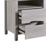 Nightstand with 2 Drawers and an open shelf, Wireless Charging with adjustable LED