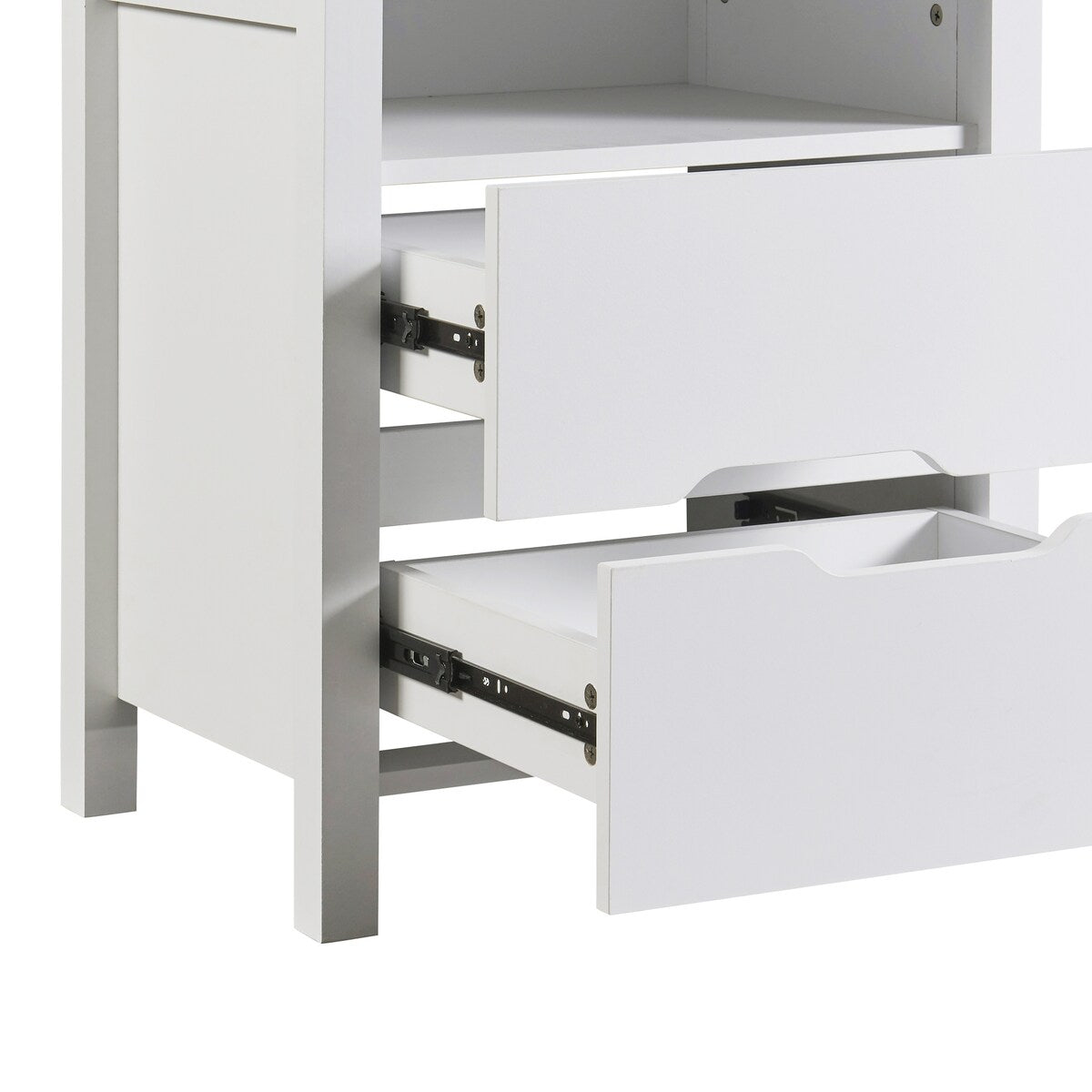 Nightstand with 2 Drawers and an open shelf, Wireless Charging with adjustable LED