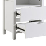Nightstand with 2 Drawers and an open shelf, Wireless Charging with adjustable LED