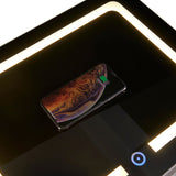 Nightstand with 2 Drawers and an open shelf, Wireless Charging with adjustable LED