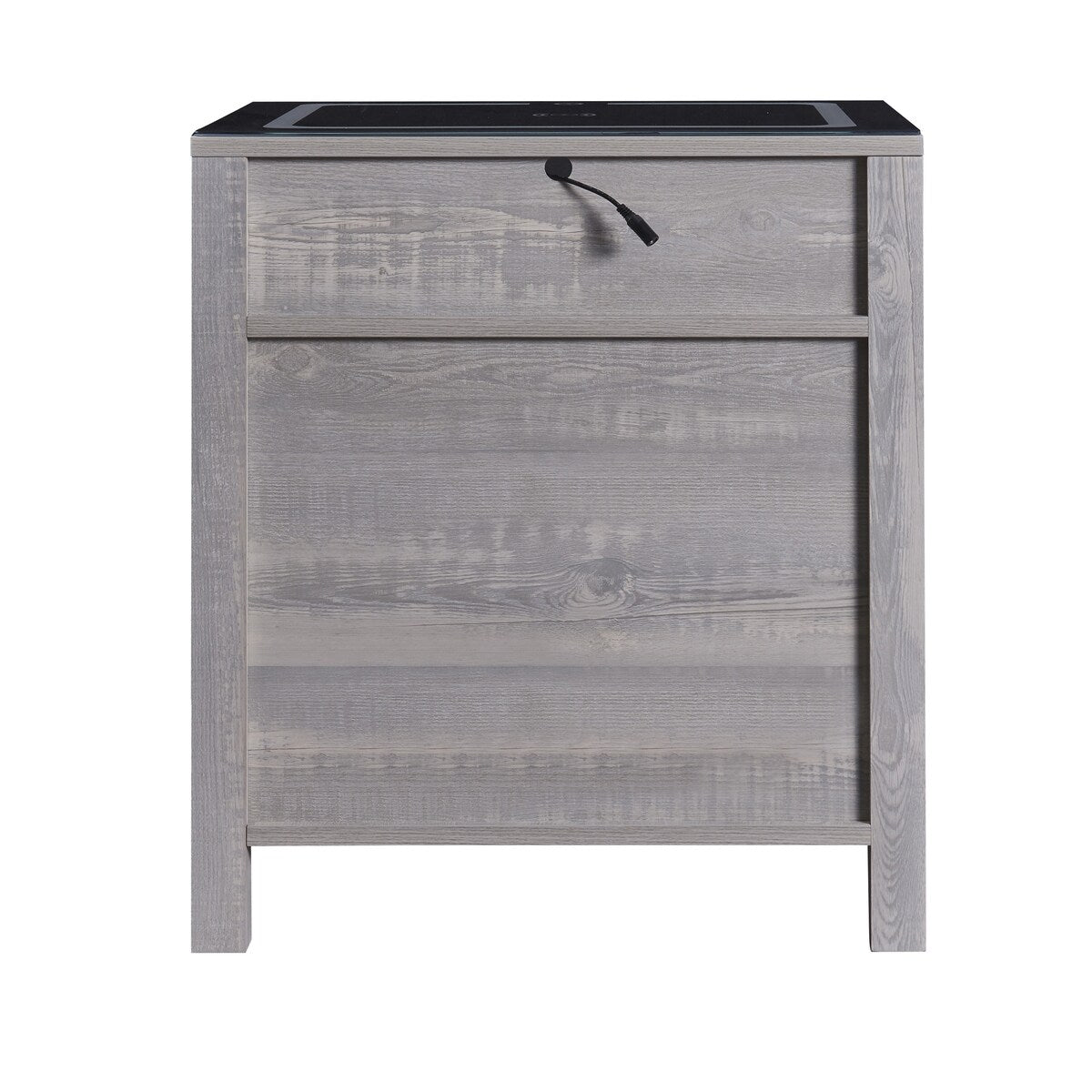 Nightstand with 2 Drawers and an open shelf, Wireless Charging with adjustable LED