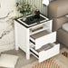 Nightstand with 2 Drawers and an open shelf, Wireless Charging with adjustable LED