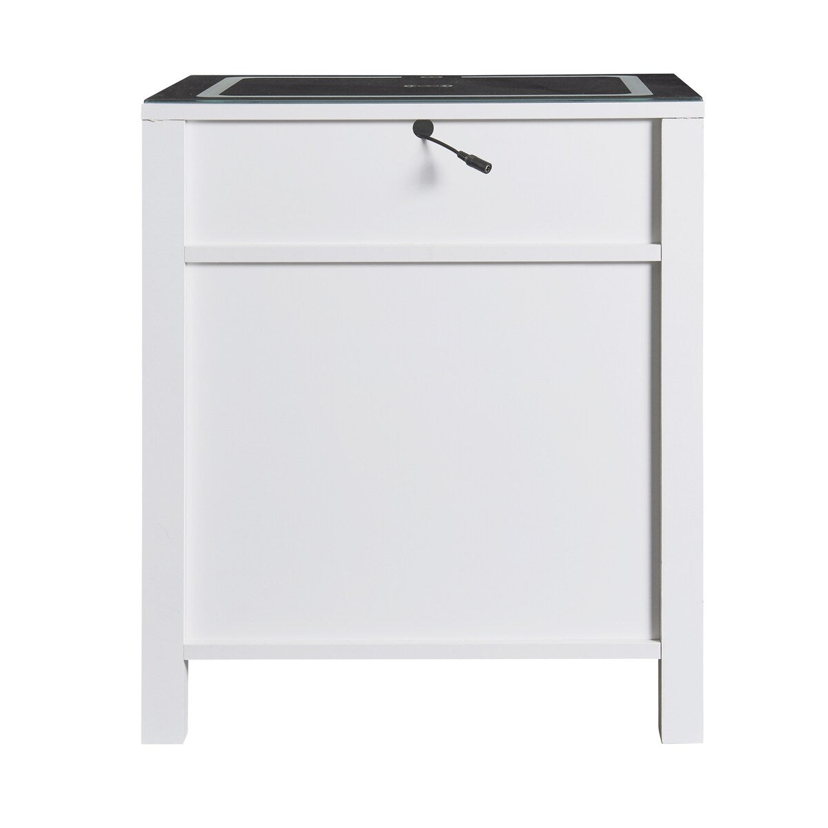 Nightstand with 2 Drawers and an open shelf, Wireless Charging with adjustable LED