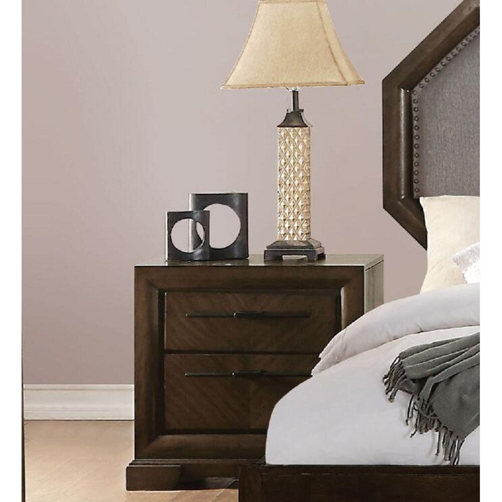 Nightstand with 2 Drawers in Tobacco