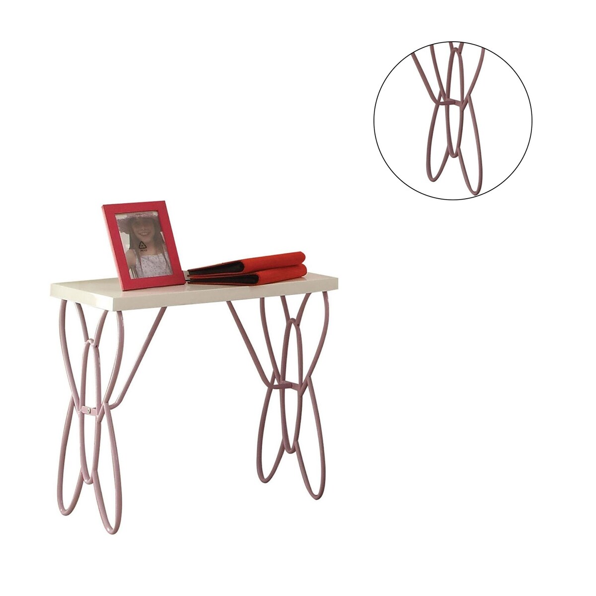 Nightstand with Butterfly Design in White & Light Purple