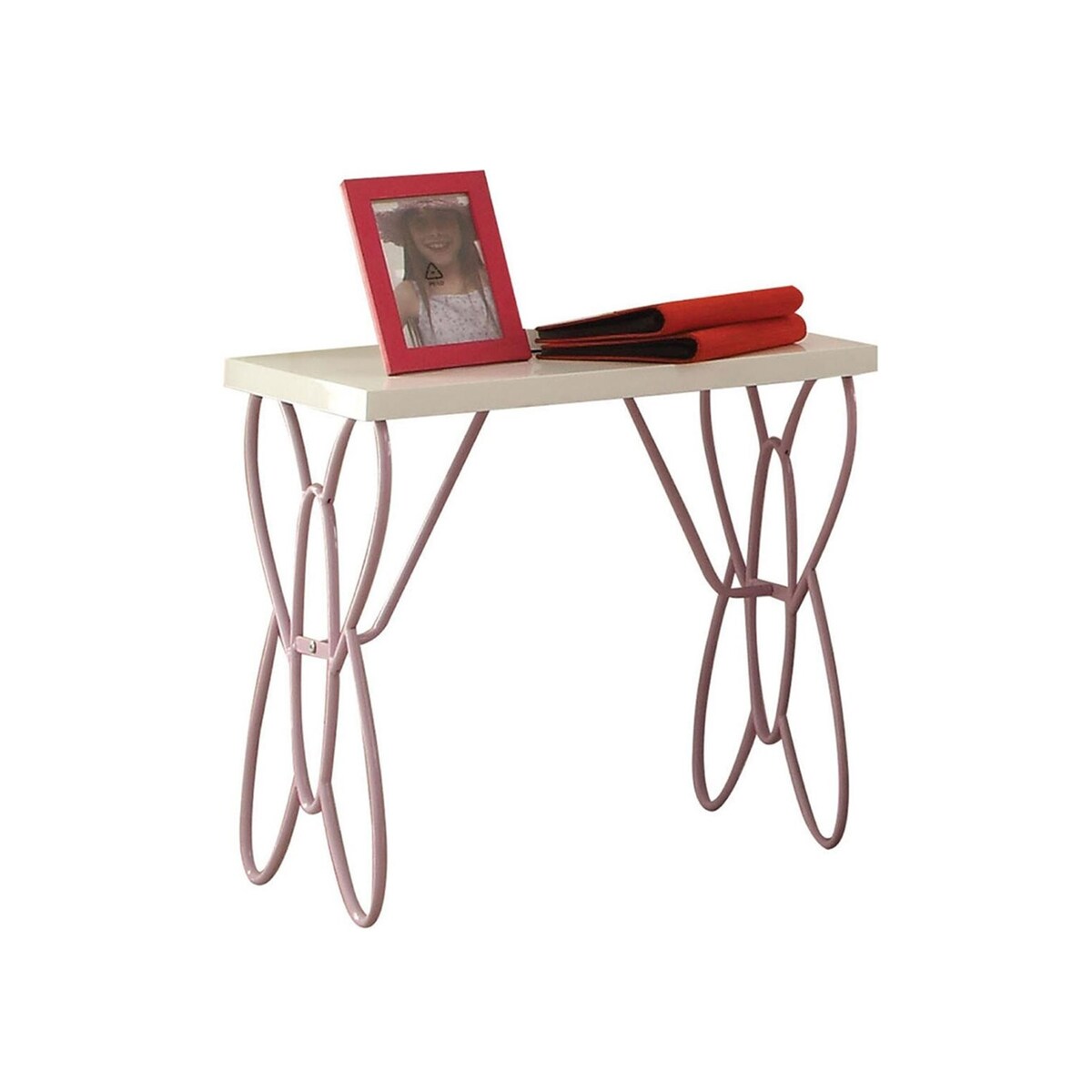 Nightstand with Butterfly Design in White & Light Purple