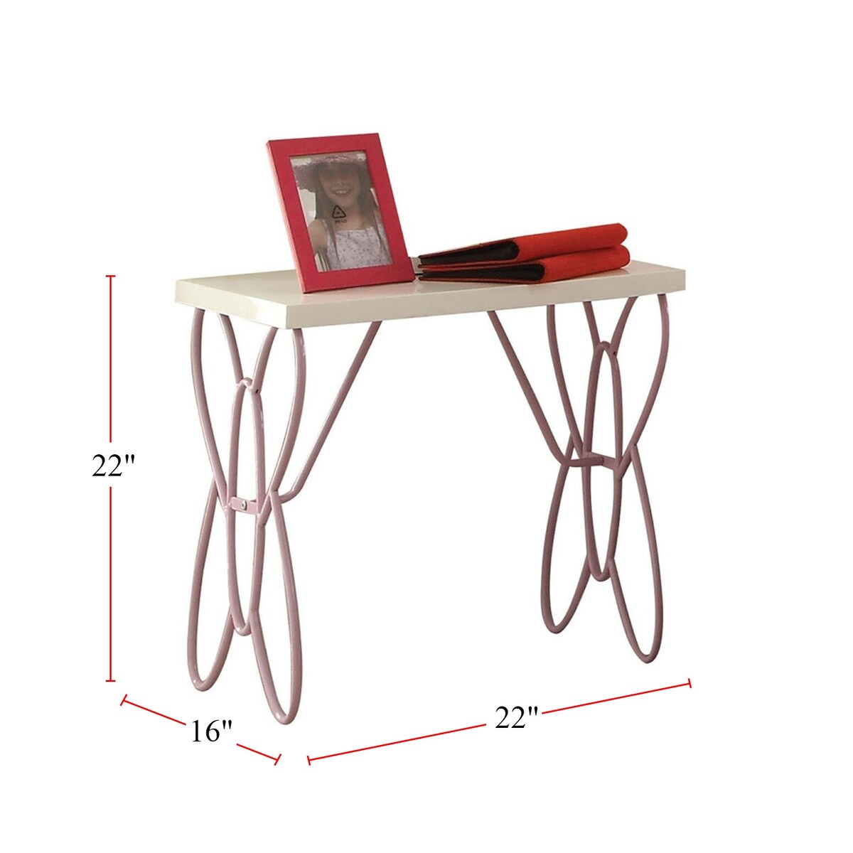 Nightstand with Butterfly Design in White & Light Purple