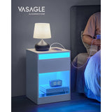 Nightstand with Charging Station Side End LED Lights 13.7"D x 15.7"W x 21.7"H