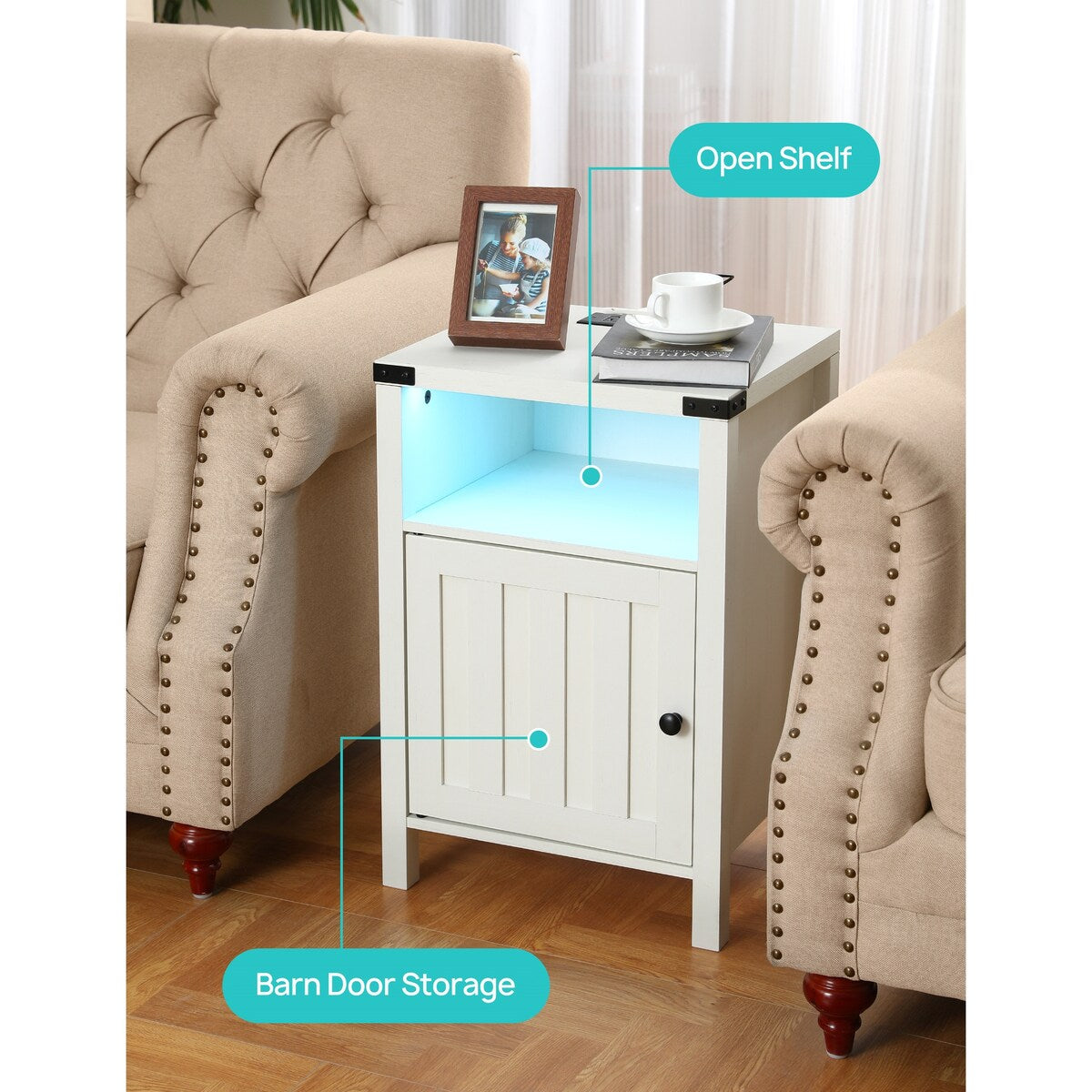 Nightstand with Charging Station and Open Shelf