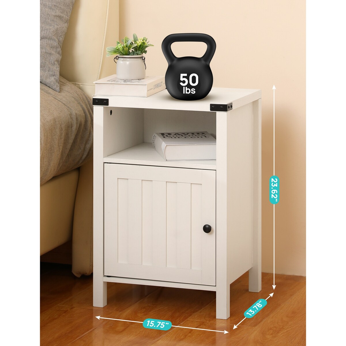 Nightstand with Charging Station and Open Shelf