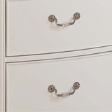 Nightstand with Crystal Like Metal Handles and Tapered Legs, White