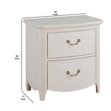 Nightstand with Crystal Like Metal Handles and Tapered Legs, White