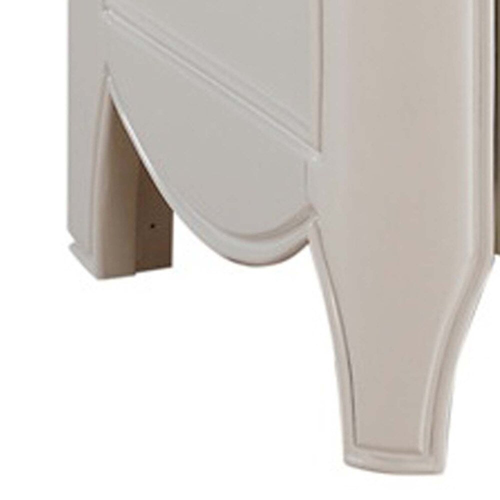 Nightstand with Crystal Like Metal Handles and Tapered Legs, White
