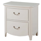 Nightstand with Crystal Like Metal Handles and Tapered Legs, White