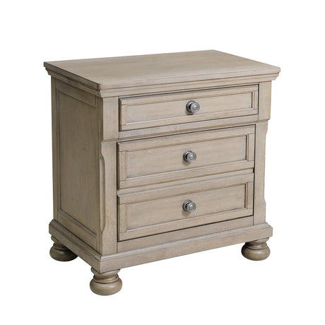Nightstand with Hidden Drawer Wire Brushed Birch Veneer Wood Bed Side Table