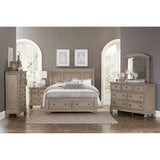 Nightstand with Hidden Drawer Wire Brushed Birch Veneer Wood Bed Side Table