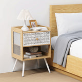 Nightstand with Metal Legs with Drawer Beside Table