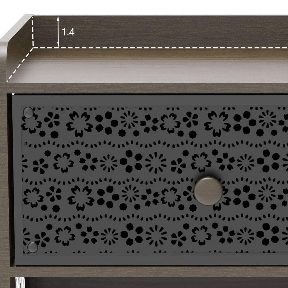 Nightstand with Metal Legs with Drawer Beside Table