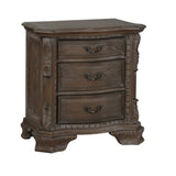 Nightstand with Three Storage Drawers Drawer Pulls Solid Wood