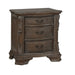 Nightstand with Three Storage Drawers Drawer Pulls Solid Wood