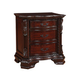 Nightstand with Three Storage Drawers Drawer Pulls Solid Wood