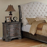 Nightstand with Three Storage Drawers Drawer Pulls Solid Wood