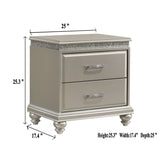 Nightstand with Two Storage Drawers and Bun Feet Solid Wood
